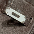 HERMES 25S SCHULTER BIRKIN 29 IN ANTHRABUTTER-KALBLEDER MIT SILBERNEN BESCHLÄGEN