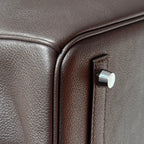 HERMES 25S SCHULTER BIRKIN 29 IN ANTHRABUTTER-KALBLEDER MIT SILBERNEN BESCHLÄGEN