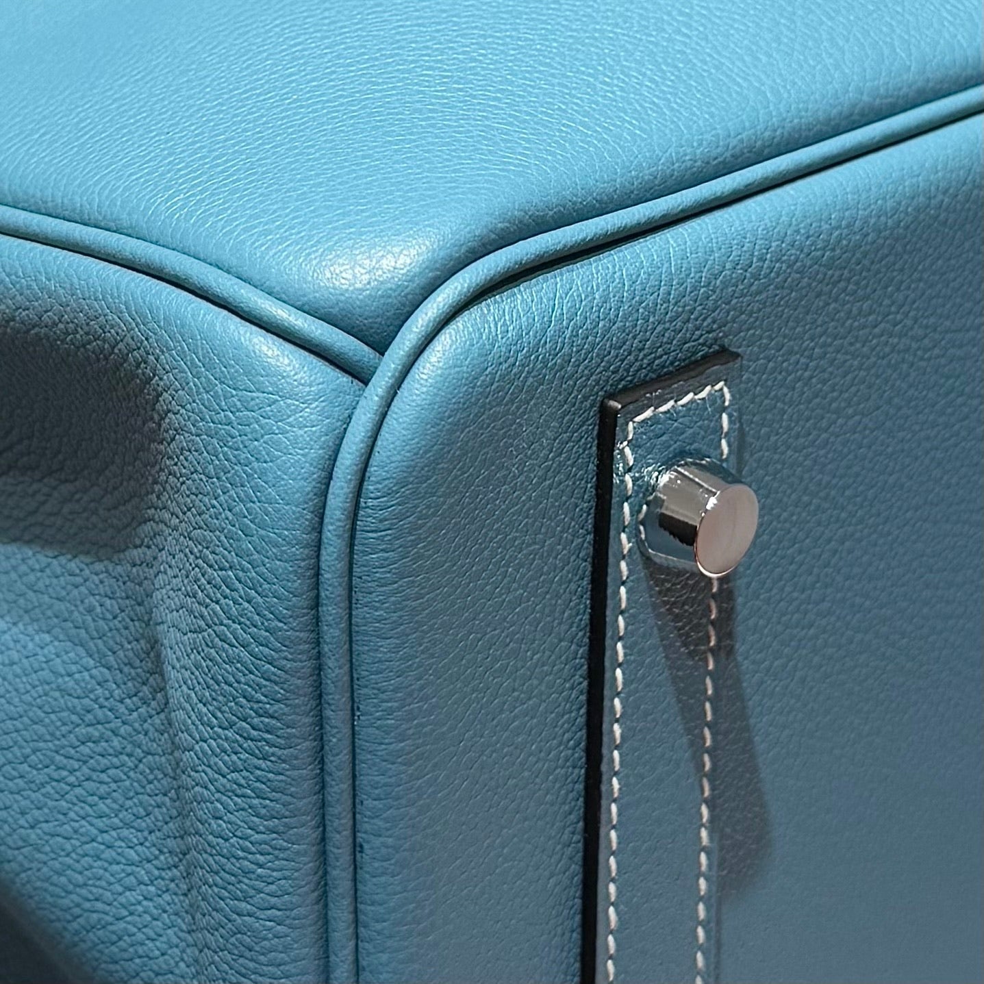 HERMES 25S SCHULTER BIRKIN 29 IN DENIM BLAUEM KALBSLEDER SILBERNE BESCHLÄGE