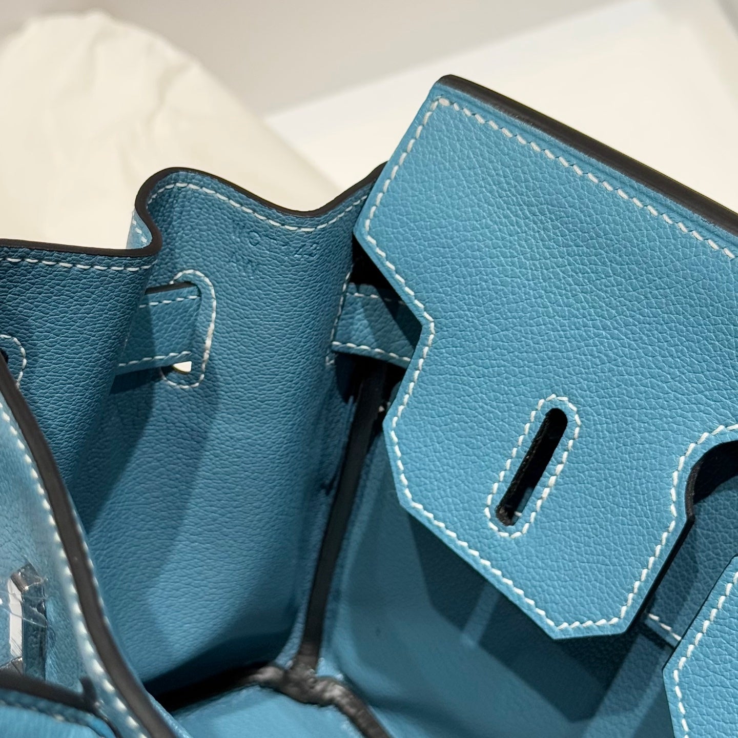 HERMES 25S SCHULTER BIRKIN 29 IN DENIM BLAUEM KALBSLEDER SILBERNE BESCHLÄGE