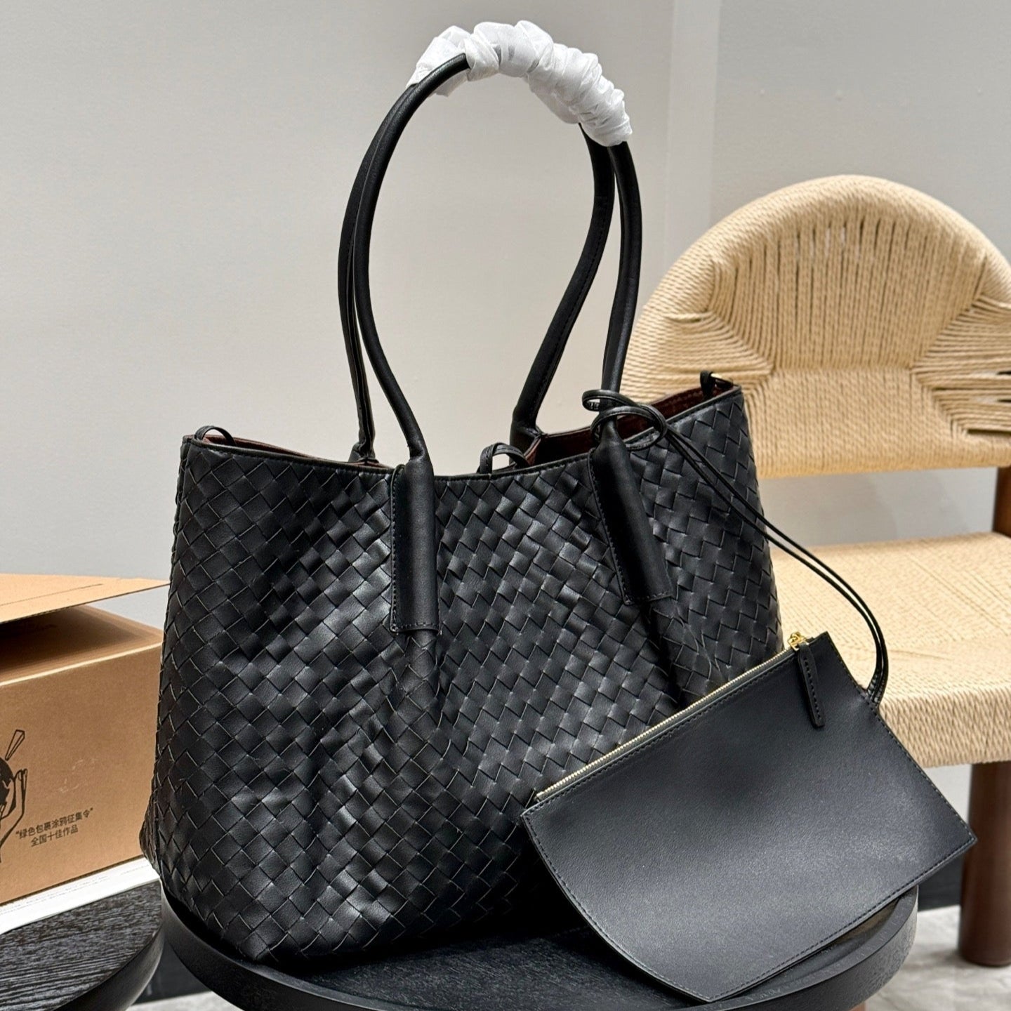 PINACOTECA Tragetasche 38 Zoll, schwarzes Kalbsleder