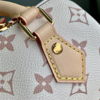 MINI SPEEDY BAG GRÜNER CHARM 18 IN HELLBRAUN MONOGRAMM DUNE BESCHICHTETES CANVAS