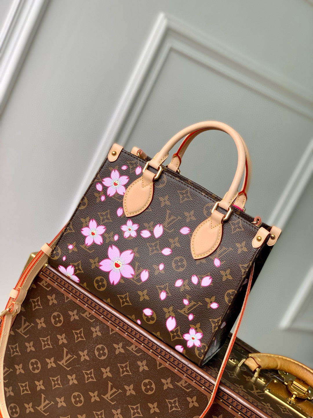ONTHEGO PM CHERRY BLOSSOM IN SAKURA BROWN MONOGRAM COATED CANVAS