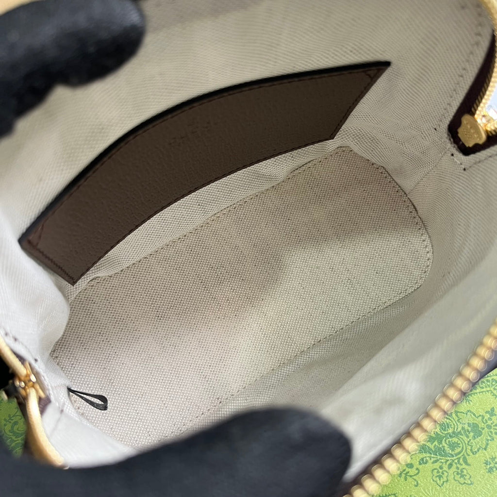 OPHIDIA GG Schultertasche 20 Beige und Ebenholz Supreme Canvas