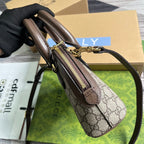 OPHIDIA GG Schultertasche 20 Beige und Ebenholz Supreme Canvas