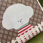 Tragetasche mit Tiermuster, 28 Zoll, aus beigefarbenem Canvas mit weißem Kalbslederbesatz