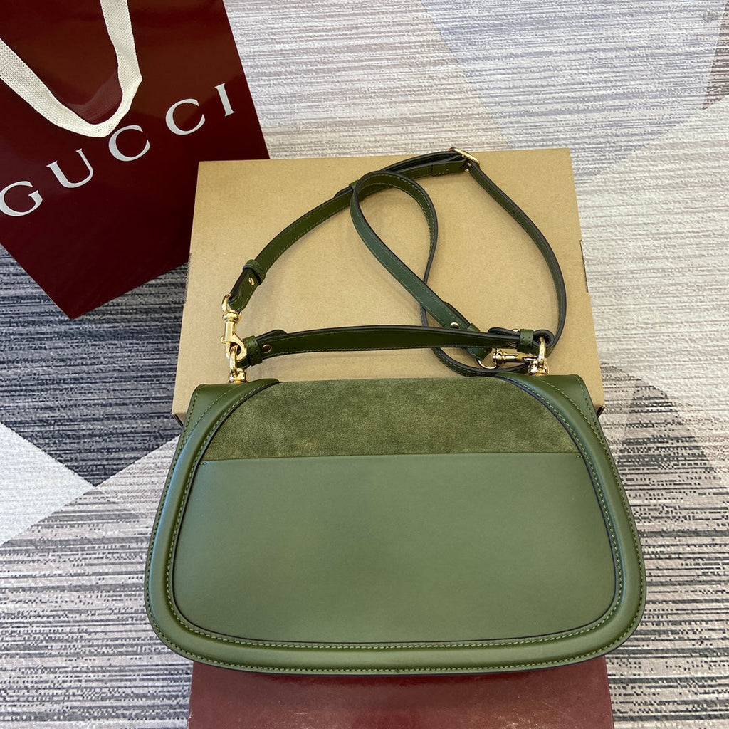 BLONDIE MEDIUM SCHULTERTASCHE 32 IN JUNIPER GREEN CALFLEDER UND WILDTIER GOLDENE BESCHLÄGE