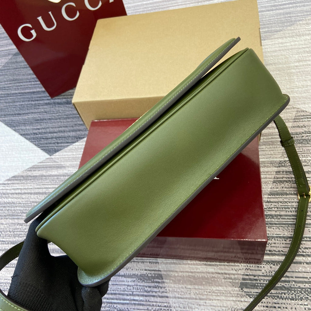 BLONDIE MEDIUM SCHULTERTASCHE 32 IN JUNIPER GREEN CALFLEDER UND WILDTIER GOLDENE BESCHLÄGE