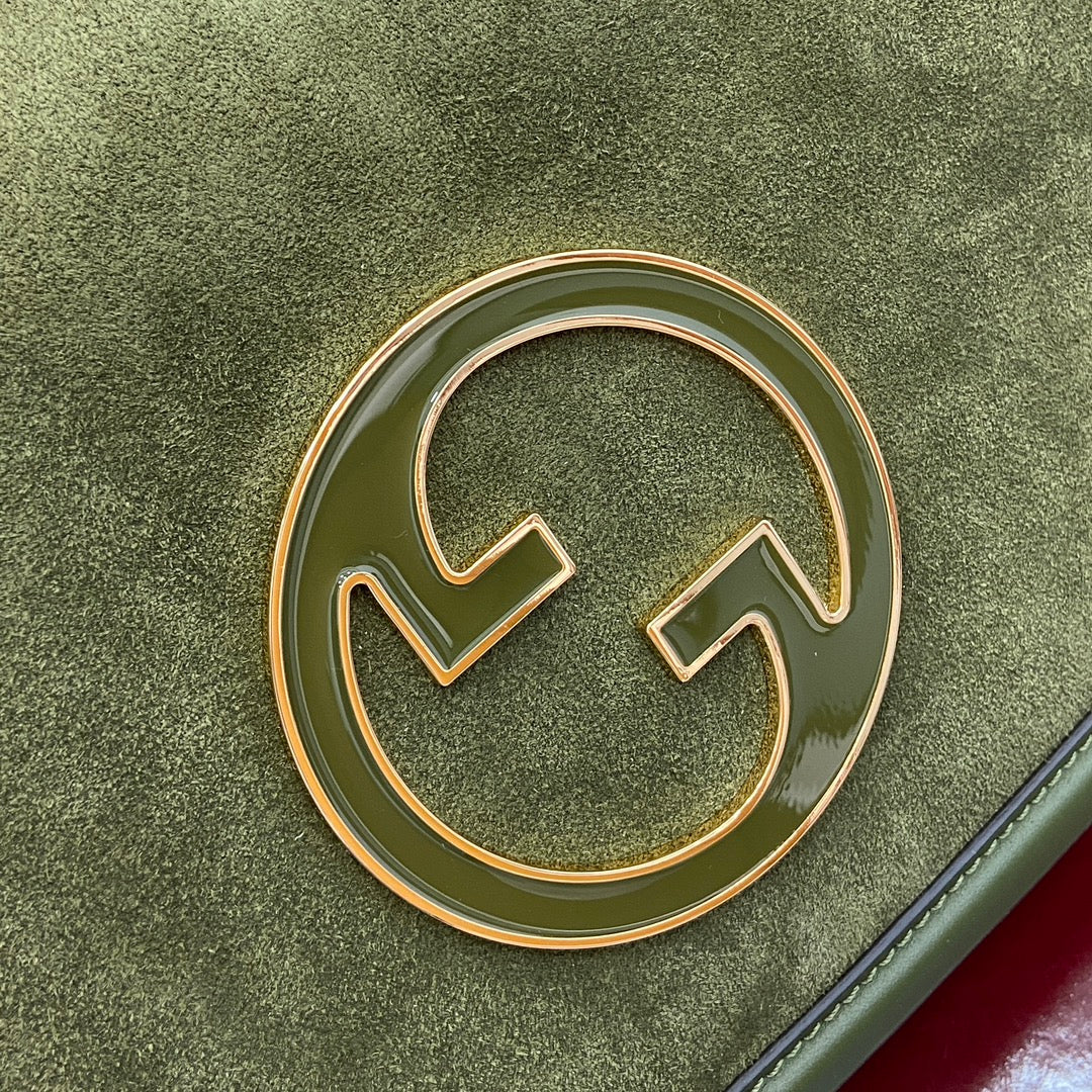 BLONDIE MEDIUM SCHULTERTASCHE 32 IN JUNIPER GREEN CALFLEDER UND WILDTIER GOLDENE BESCHLÄGE