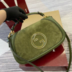 BLONDIE MEDIUM SCHULTERTASCHE 32 IN JUNIPER GREEN CALFLEDER UND WILDTIER GOLDENE BESCHLÄGE