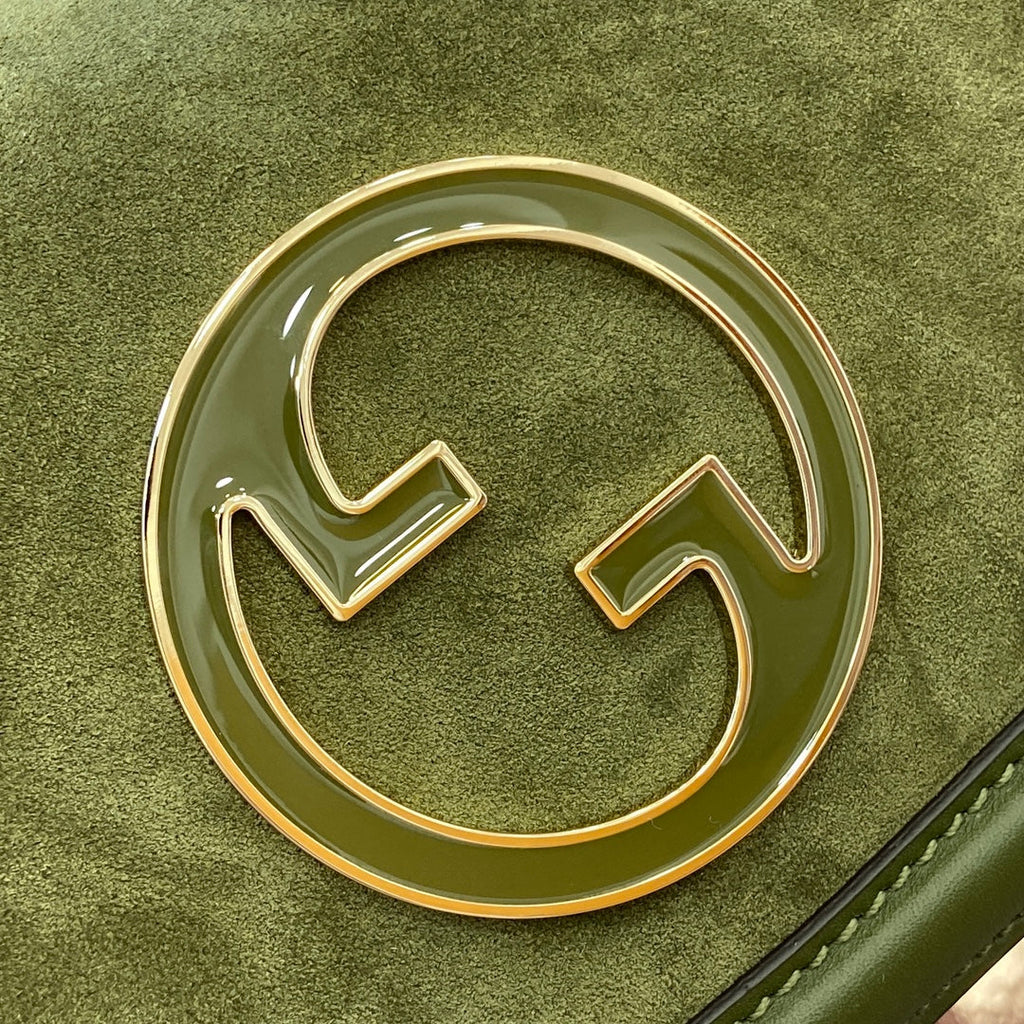 BLONDIE MINI-SCHULTERTASCHE 21 IN JUNIPERGRÜNEM KALBSLEDER UND WILDLEDER GOLDENE BESCHLÄGE