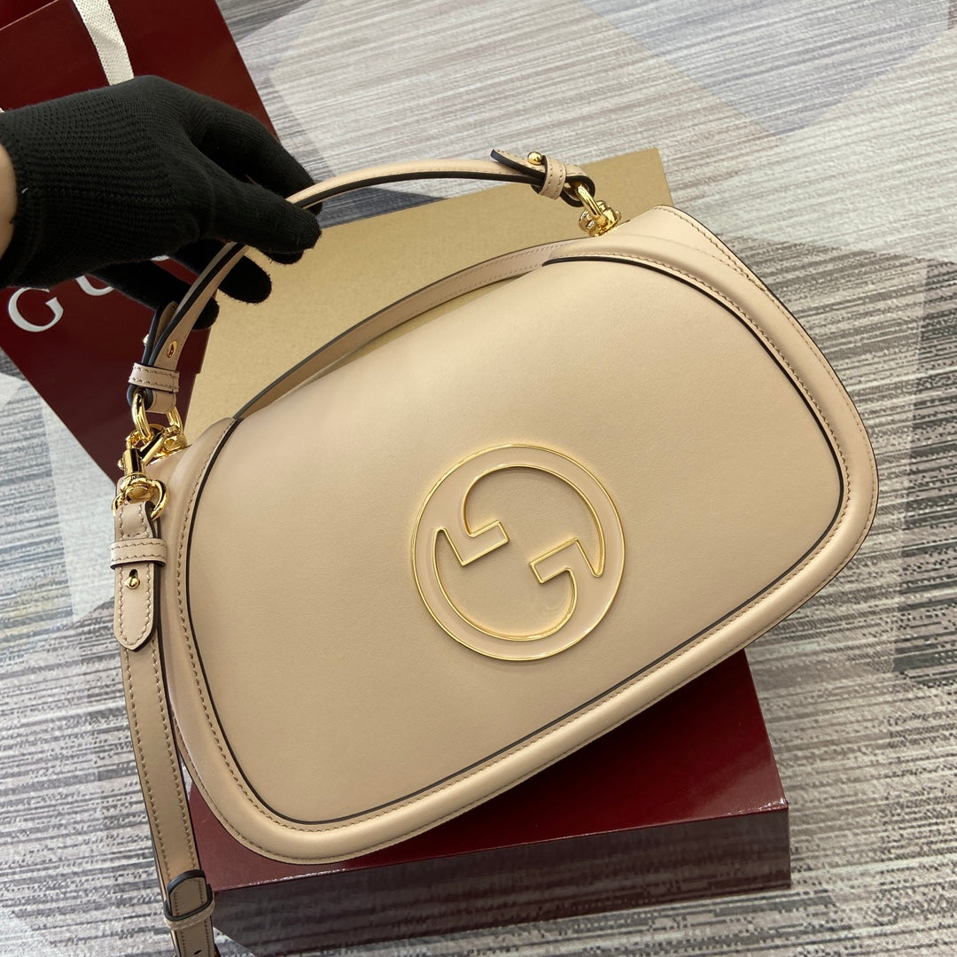 BLONDIE MEDIUM SCHULTERTASCHE 32 IN BEIGE KALBSLEDER GOLDENE BESCHLÄGE