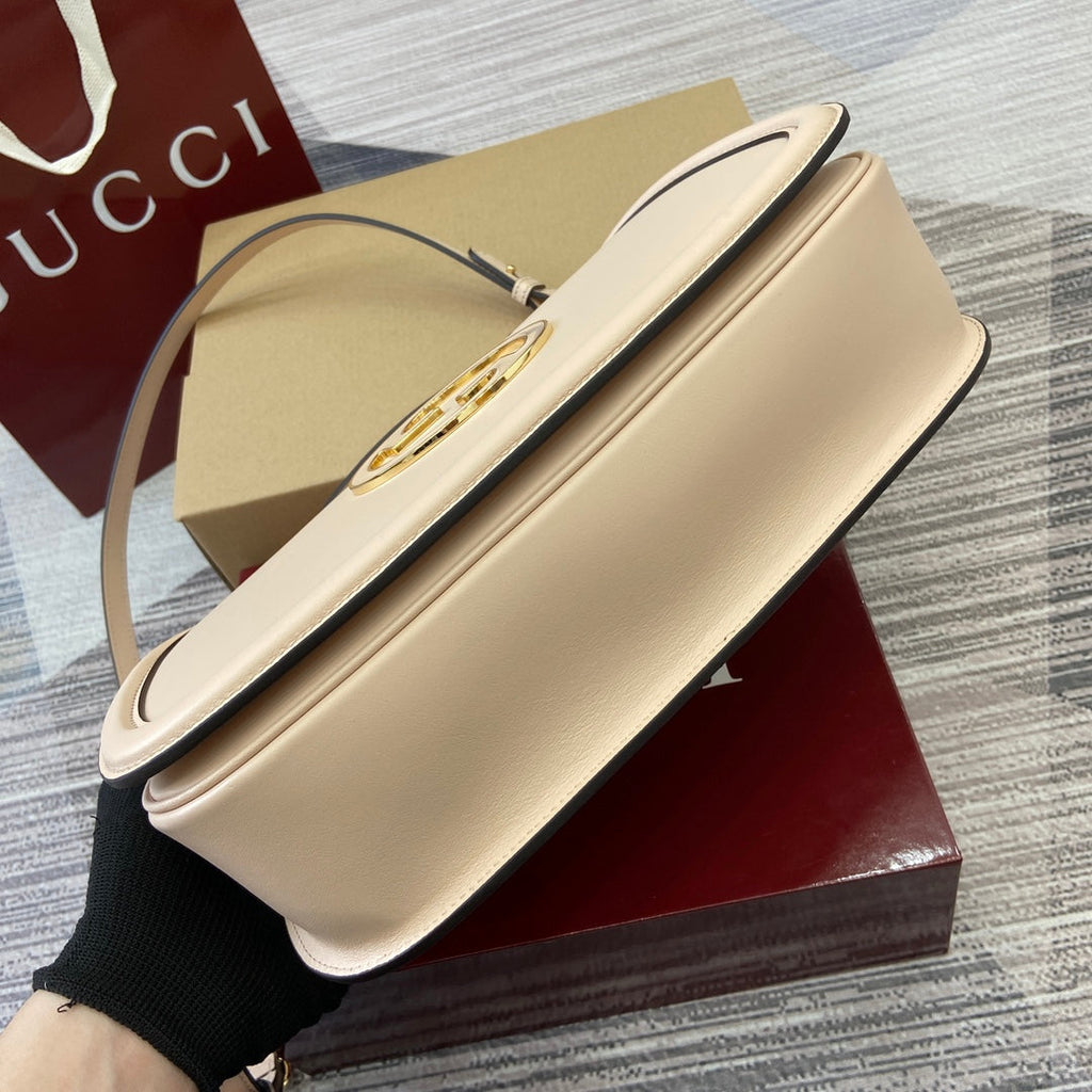 BLONDIE MEDIUM SCHULTERTASCHE 32 IN BEIGE KALBSLEDER GOLDENE BESCHLÄGE