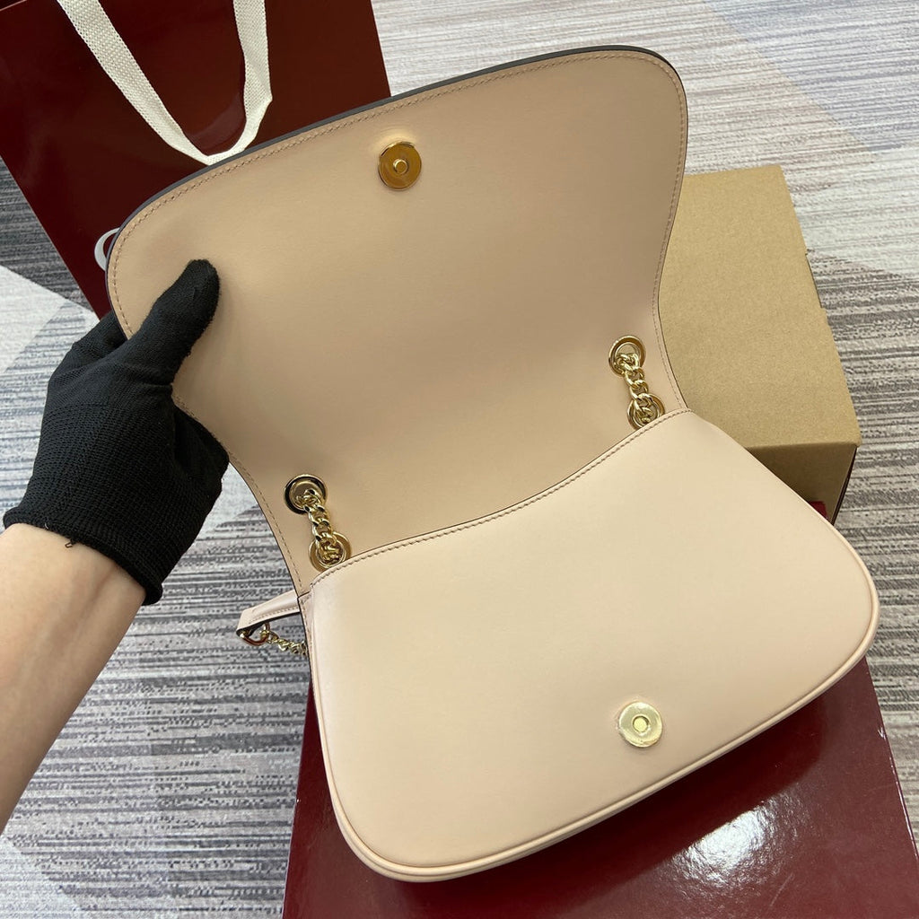 BLONDIE KLEINE SCHULTERTASCHE 26 IN BEIGE KALBSLEDER GOLDENE BESCHLÄGE