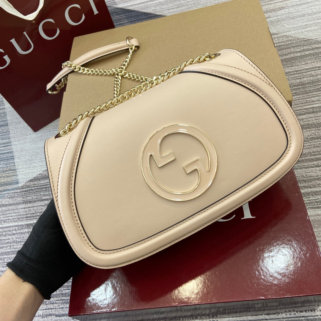 BLONDIE KLEINE SCHULTERTASCHE 26 IN BEIGE KALBSLEDER GOLDENE BESCHLÄGE