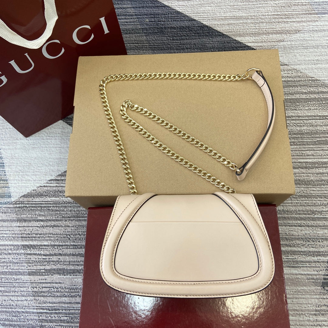 BLONDIE MINI-SCHULTERTASCHE 21 IN BEIGE KALBSLEDER GOLDENE BESCHLÄGE
