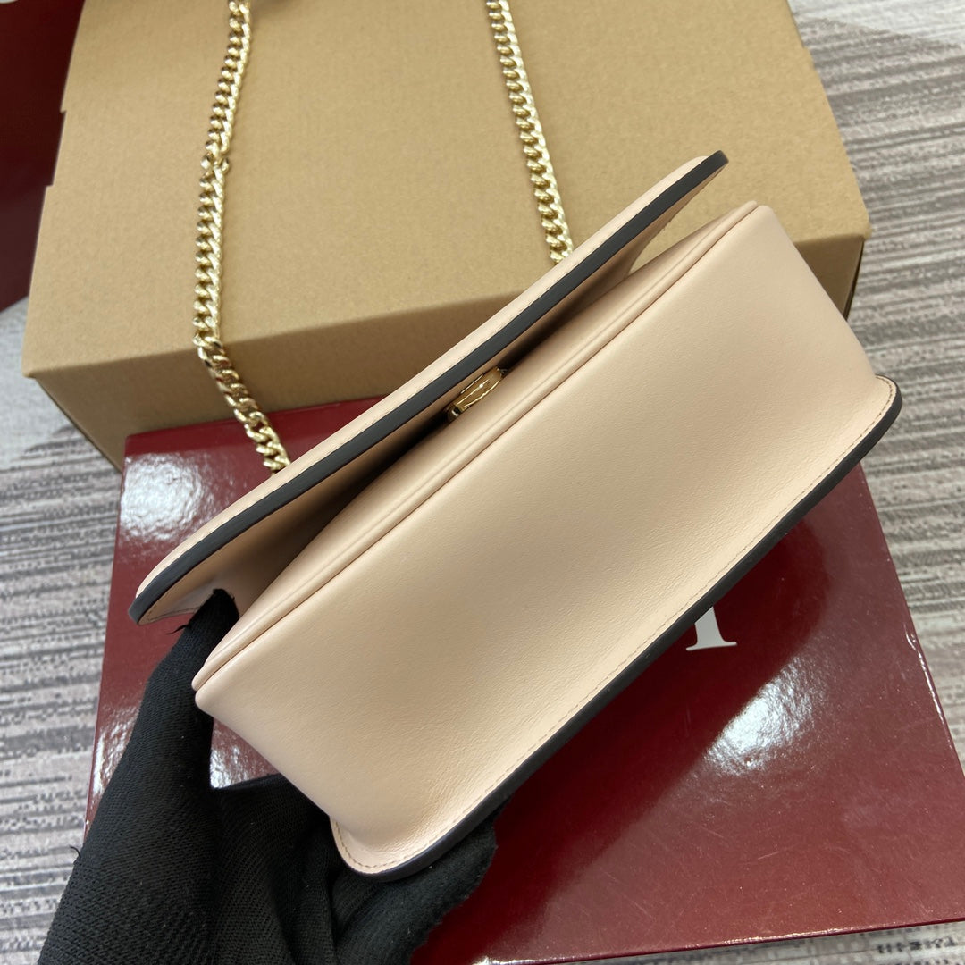BLONDIE MINI-SCHULTERTASCHE 21 IN BEIGE KALBSLEDER GOLDENE BESCHLÄGE