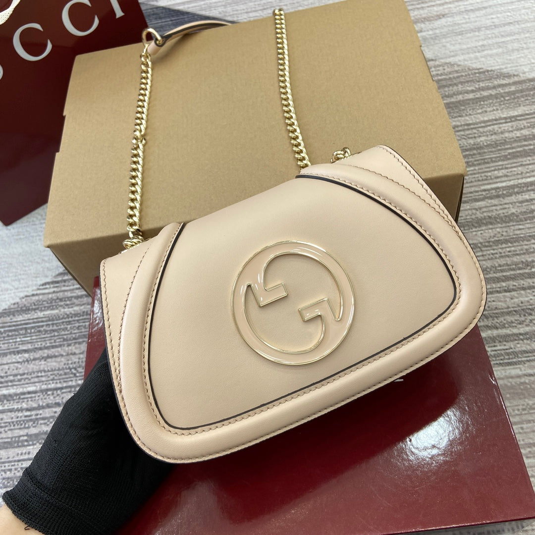 BLONDIE MINI-SCHULTERTASCHE 21 IN BEIGE KALBSLEDER GOLDENE BESCHLÄGE