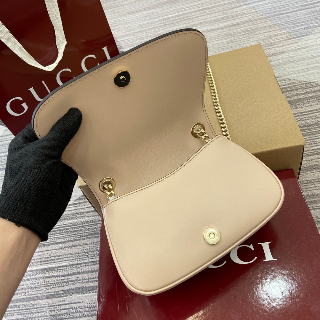 BLONDIE MINI-SCHULTERTASCHE 21 IN BEIGE KALBSLEDER GOLDENE BESCHLÄGE