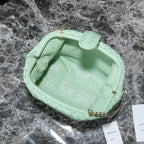 Teen Lauren 1980 mit Kette, Größe 31,5, hellgrünes Leder, goldene Hardware 