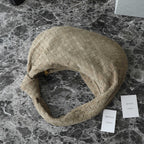 BOTTEGA VENETA 25S SMALL JODIE 48 IN MUTED TAUPE SUEDE GOLD HARDWARE