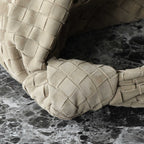 BOTTEGA VENETA 25S SMALL JODIE 36 IN MUTED TAUPE SUEDE GOLD HARDWARE