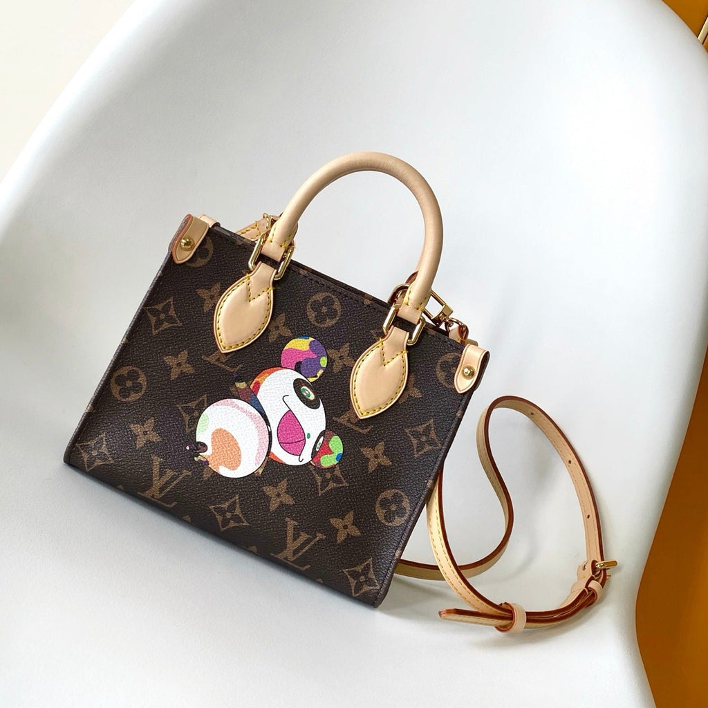 PANDA ONTHEGO TASCHE 18 IN BRAUN MONOGRAMM BESCHICHTETES CANVAS