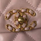 SMALL FLAP BAG 20 IN PEACH PINK LAMBSKIN GOLD HARDWARE