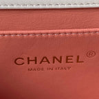 MINI-Klapptasche 19 Zoll aus weißem Kalbsleder mit doppelter Goldkugel