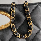 CLUTCH 34 IN BLACK SHEEPSKIN GOLD HARDWARE