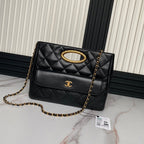 CLUTCH 34 IN BLACK SHEEPSKIN GOLD HARDWARE