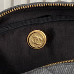 Bowlingtasche 44 in Santas Gray Denim mit goldenen Beschlägen