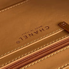 RETRO STYLE FLAP BAG 22 IN RAW SIENNA GRAINED CALFSKIN GOLD HARDWARE