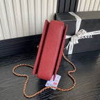 RETRO STYLE FLAP BAG 22 IN STILETTO RED GRAINED CALFSKIN GOLD HARDWARE