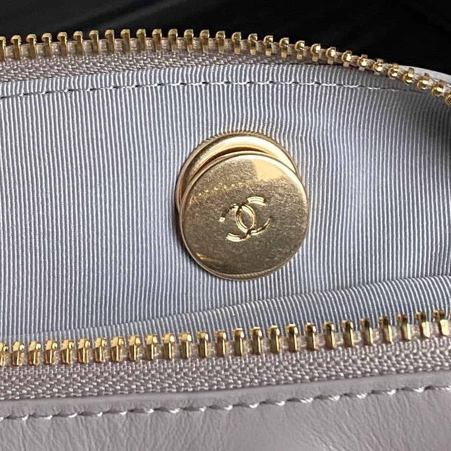 Bowlingtasche 29 Zoll, graues Kalbsleder, goldene Beschläge