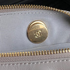 Bowlingtasche 29 Zoll, graues Kalbsleder, goldene Beschläge