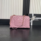 Bowlingtasche 29 Zoll, babyrosa Kalbsleder, goldene Beschläge