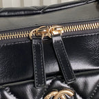 BOWLING BAG 29 IN BLACK SHINY CALFSKIN GOLD HARDWARE
