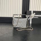 HOBO BAG 21 IN RHINO GRAY GRAINED CALFSKIN GOLD HARDWARE