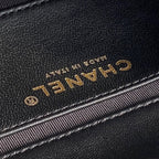 25C Klapptasche, 18 Zoll, schwarzes, glattes Lammleder, goldene Beschläge