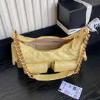 QUILTED HOBO CARGO BAG 31 IN LIGHT YELLOW CALFSKIN GOLD CHAIN