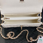 25C Klapptasche, 18 Zoll, weiß, glänzend, genarbtes Kalbsleder, goldene Beschläge