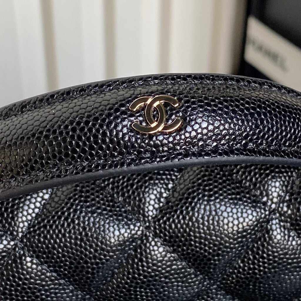 25C Klapptasche, 18 Zoll, schwarz, glänzend genarbtes Kalbsleder, goldene Beschläge