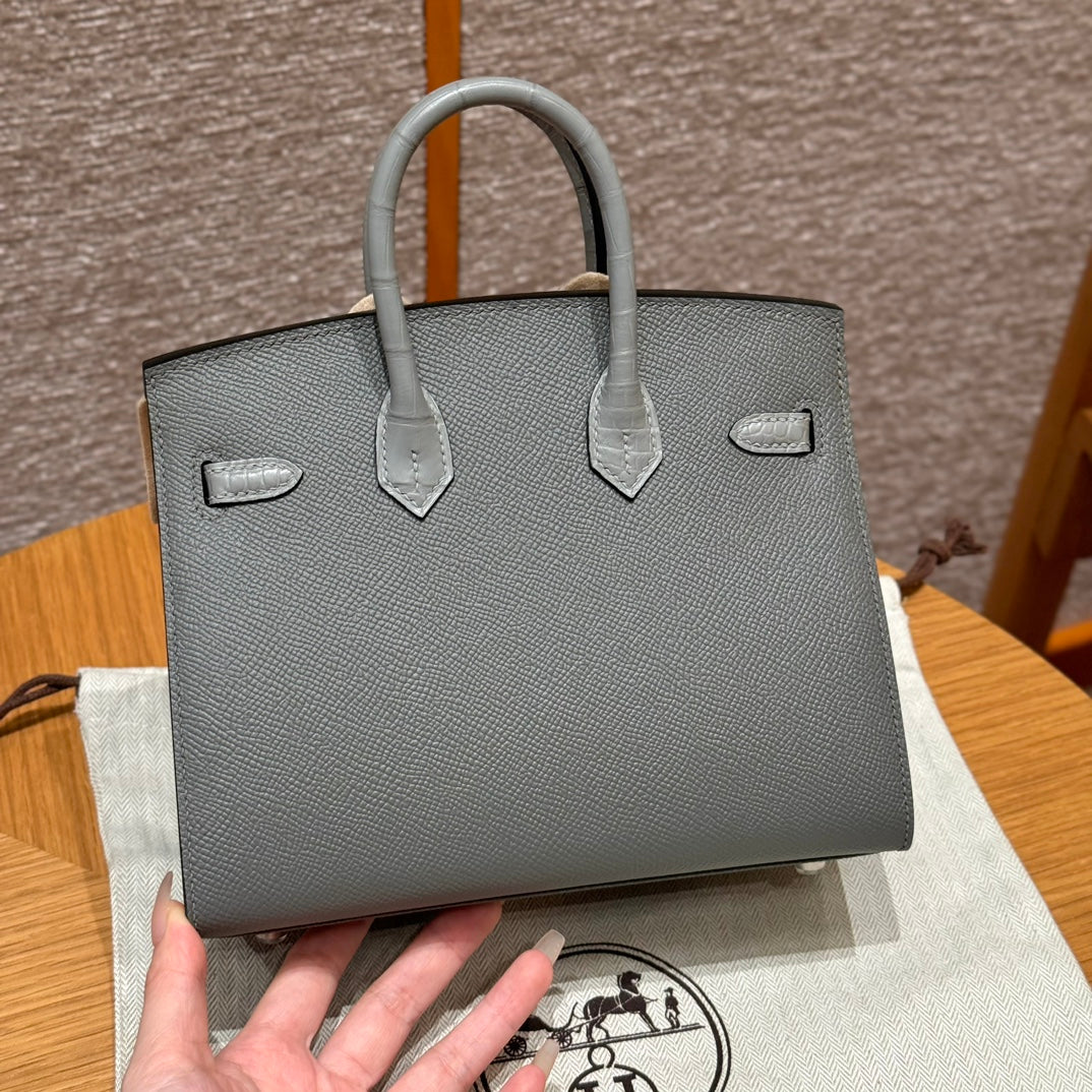 BIRKIN FAUBOURG TOUCH 20 IN DOVE GRAY CALFSKIN WITH SILVER HARDWARE (MADE-TO-ODER)