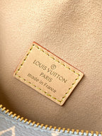 SIDE TRUNK 21 IN GRAY CREAM MONOGRAM TRIANON CANVAS GOLD HARDWARE