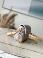 IVY 23 IN GRAY CREAM MONOGRAM TRIANON CANVAS GOLD HARDWARE