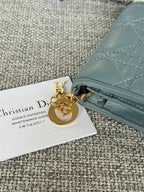 MINI LADY GARDENIA WALLET 11 IN SLATE GREY QUILTED CALFSKIN