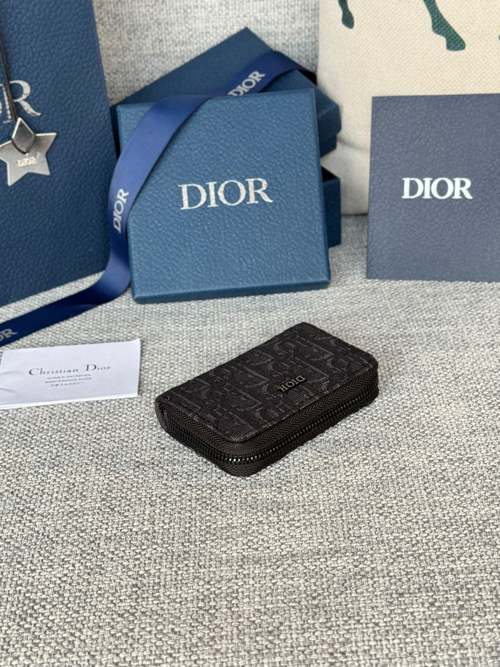 Mini-Geldbörse mit Reißverschluss, 10 Zoll, Schwarz, Monogram Obliqué Jacquard
