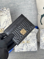 FREESIA CARD HOLDER 10 IN BLACK QUILTED ALLOVER CALFSKIN