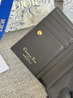 Zweifach gefaltete Geldbörse 11 Zoll, schwarz, komplett gesteppt, Kalbsleder